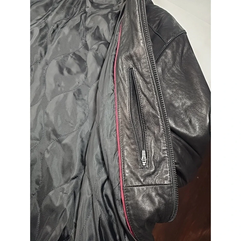 Dockers Black Leather Moto Jacket XL Men's‎ Biker Classic Vintage